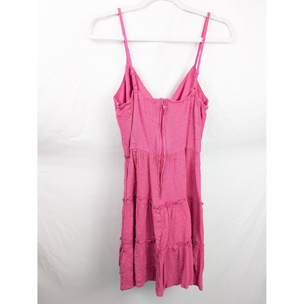 Polka Dot Fairy Tiered Mini Dress Size XS Hot Pink Coquette Preppy Metallic Twee - Picture 7 of 9